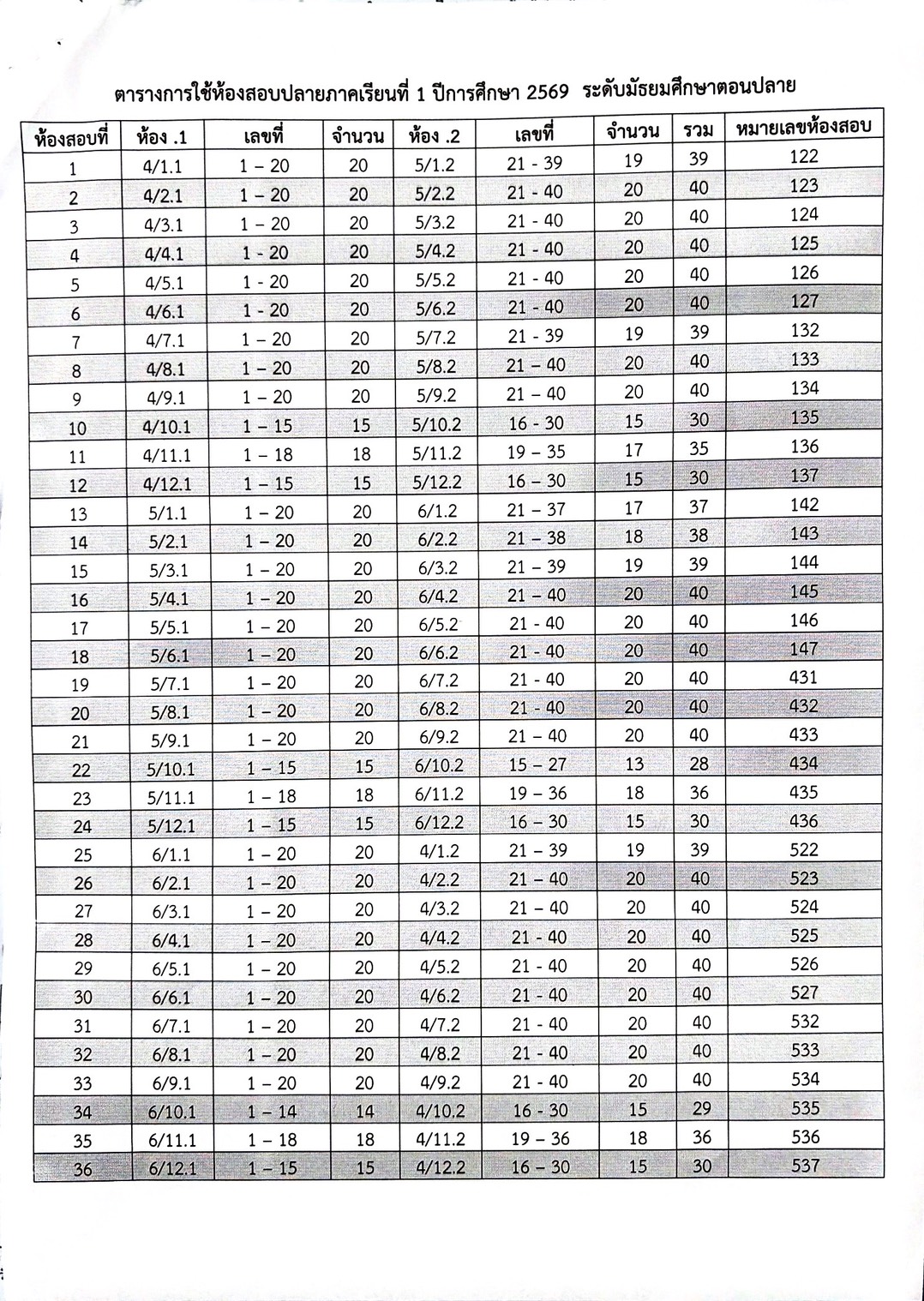 ตารางสอบ